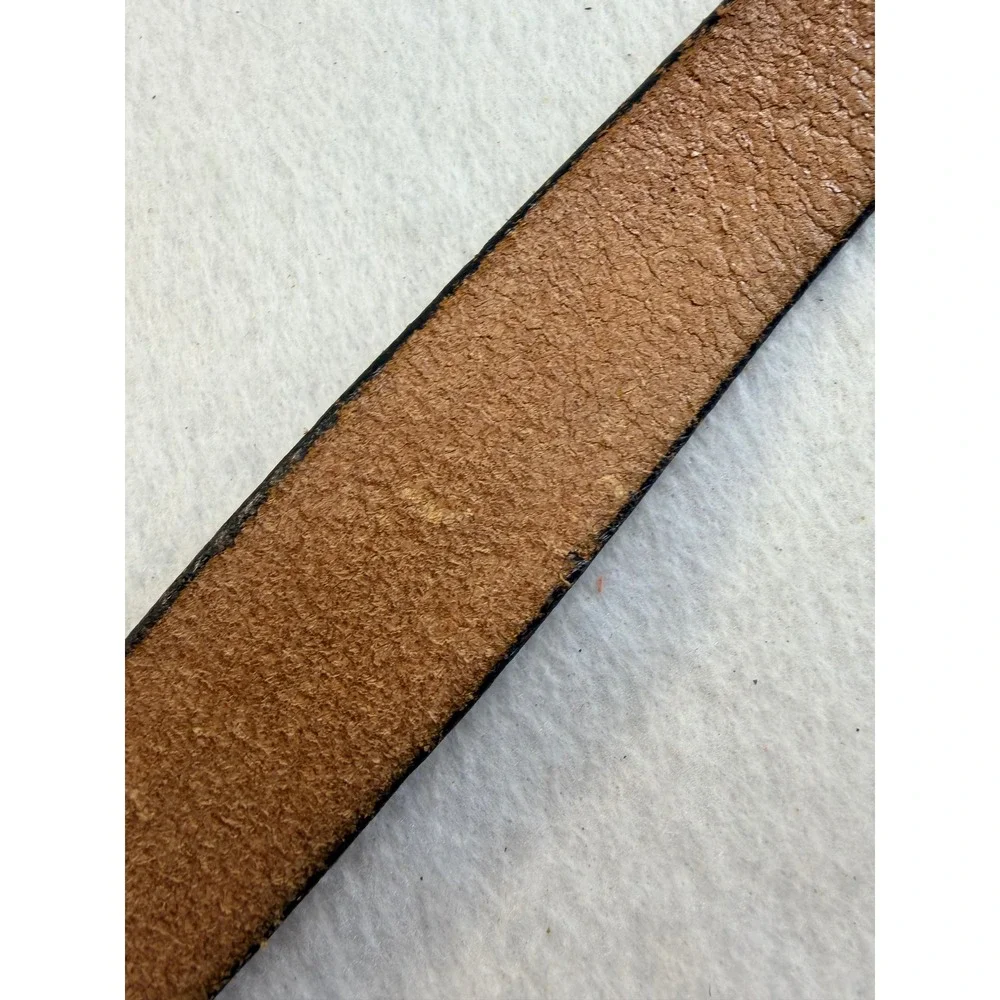 Vintage Mens Brown Tooled Leather Western Belt Strap Floral Scroll 1.5 Inch Wide